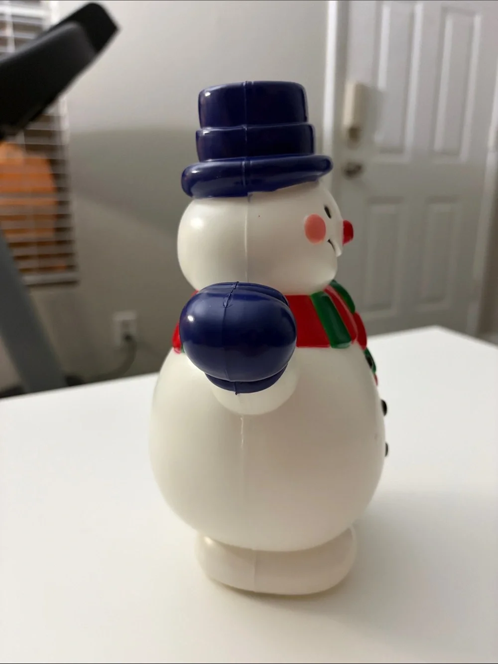 Vintage White Snowman Blow Mold Decor 8” Plastic Figure Light Cover